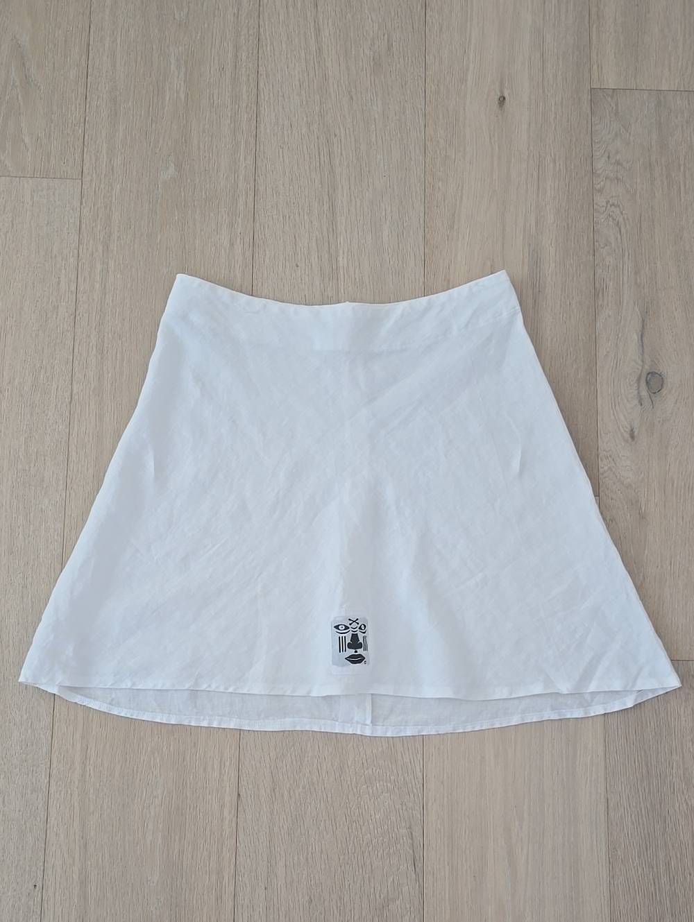 Vintage Y2K Quiet Luxury White Linen Mini A-Line Women's Skirt Size M L